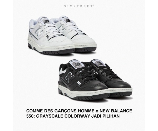 COMME DES GARÇONS HOMME x NEW BALANCE 550: GRAYSCALE COLORWAY JADI PILIHAN